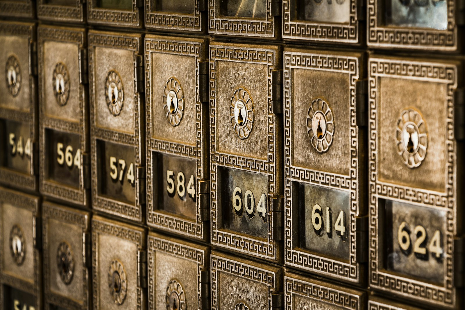 Numbered safe deposit boxes